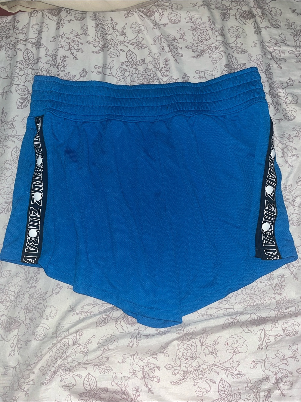 Zumba Fitness Bright Blue Athletic Shorts with Side Logo Tape